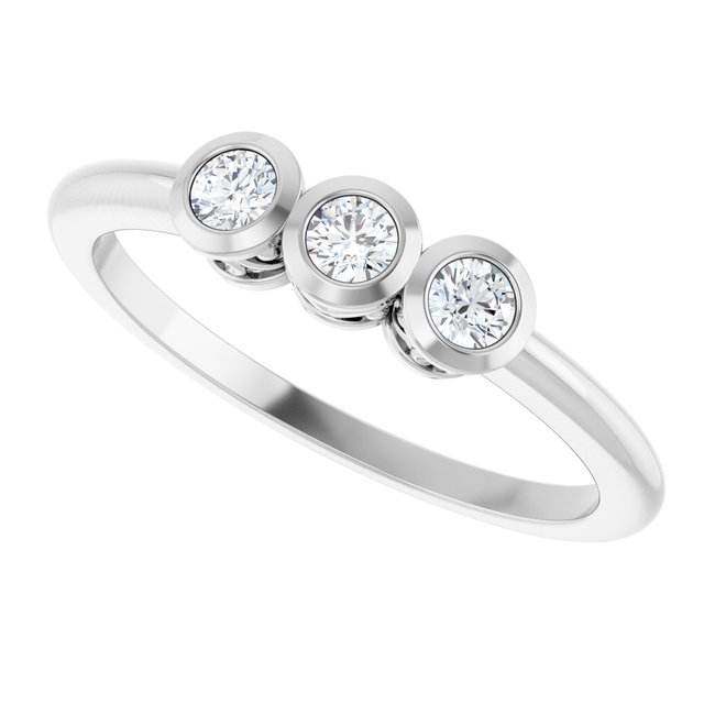 14K White 1/5 CTW Natural Diamond Three-Stone Ring